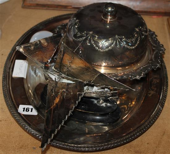 Silver junk & 2 items of plate